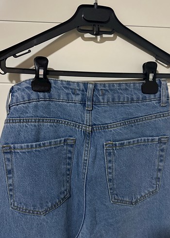 Kadın Mavi Bol Kesim Midi Denim Pantolon - Görsel 5