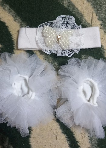 Kız Çocuk Beyaz Dantel Elbise Seti - Görsel 3