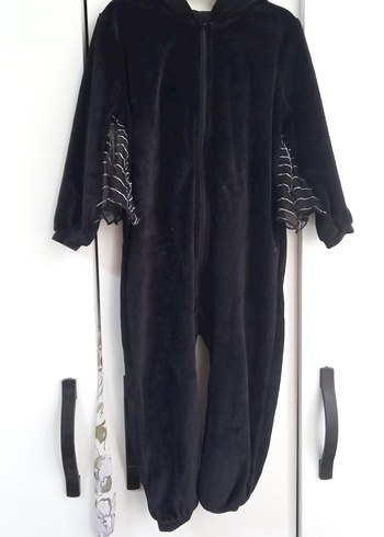 Çocuk Siyah Gotik Tül Detaylı Yarasa Kostüm Tulum - Görsel 2