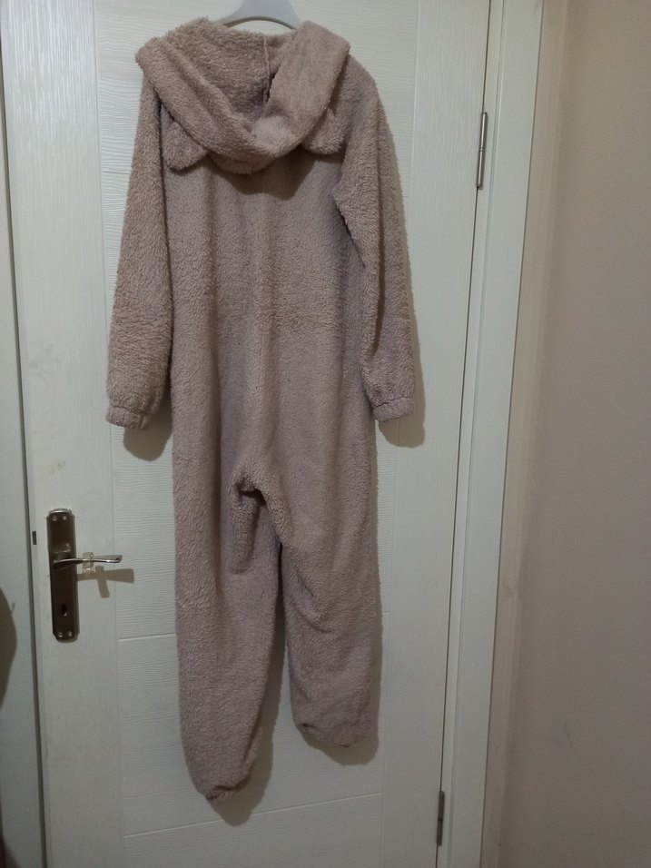 Bej Kürklü Yüksek Yakalı Hamile Tulum - Görsel 2