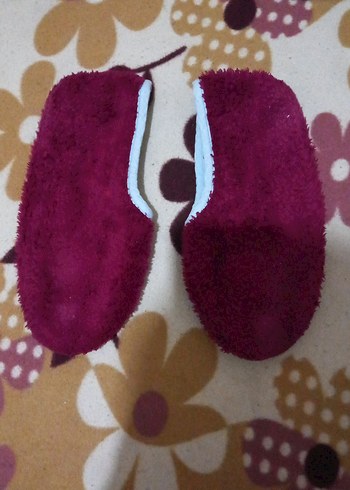 Bordo Kadın Tüylü Çorap Patik - Görsel 2