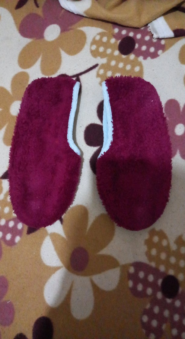 Bordo Kadın Tüylü Çorap Patik - Görsel 2