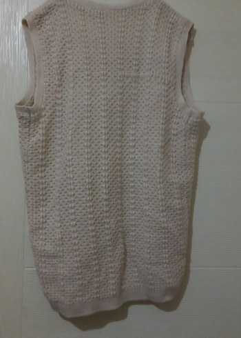 Bej V Yaka Örme Kadın Yelek - Görsel 2