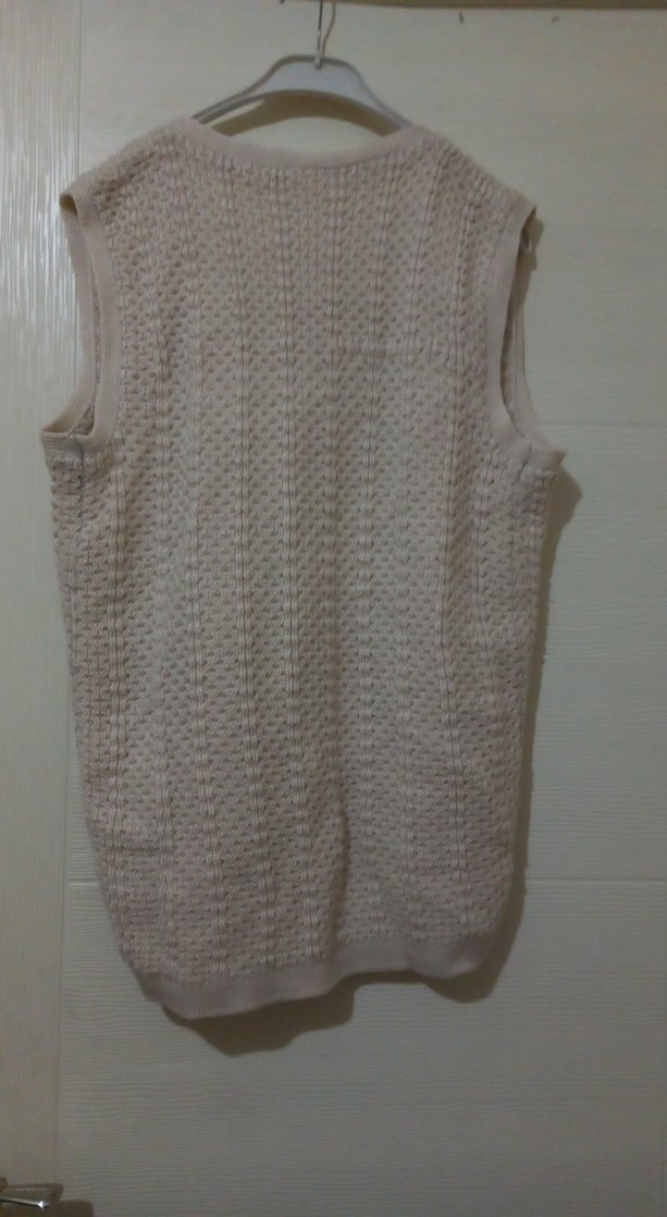 Bej V Yaka Örme Kadın Yelek - Görsel 2