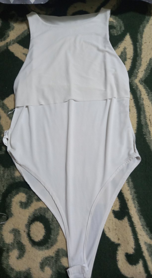 Beyaz Kolsuz Fitted Monokini - Görsel 3
