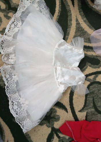 Kız Çocuk Beyaz Dantel İşlemeli Elbise - Görsel 2