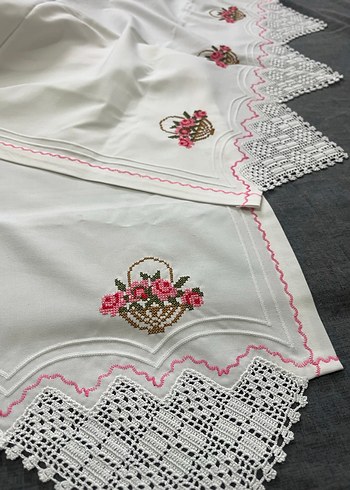 Dantelli etamin mutfak örtü seti - Görsel 8