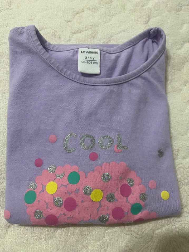 LCW Kız Çocuk Mor Baskılı Tişört - Görsel 3