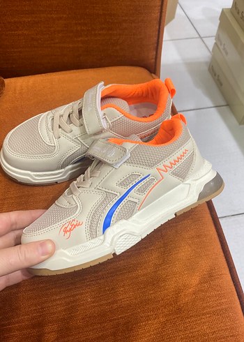 Erkek Çocuk Bej Spor Ayakkabı Velcro - Görsel 2