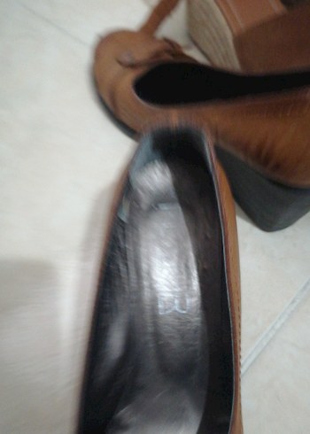 Bej Kemerli Dolgu Topuk Kadın Ayakkabı - Görsel 5