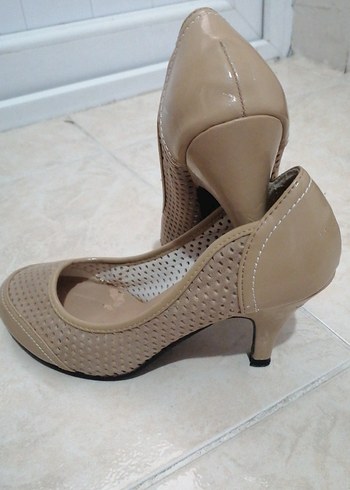 Bej Dolgu Topuklu Kadın Stiletto - Görsel 4