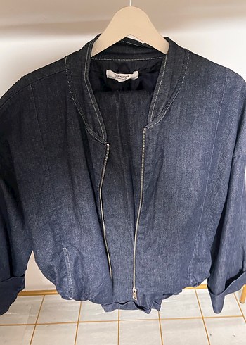 Kadın Lacivert Fermuarlı Kot Ceket, Pantolon Takım - Görsel 3