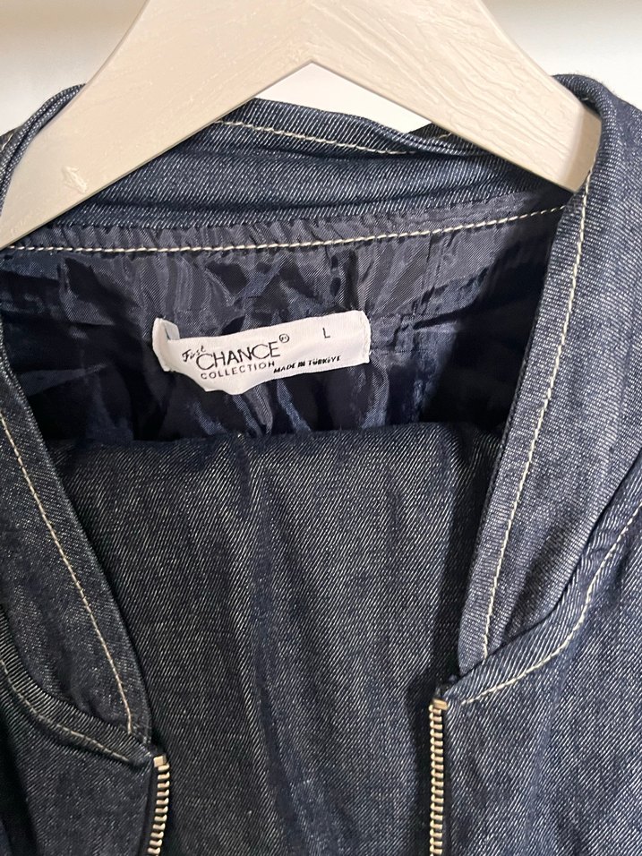 Kadın Lacivert Fermuarlı Kot Ceket, Pantolon Takım - Görsel 4