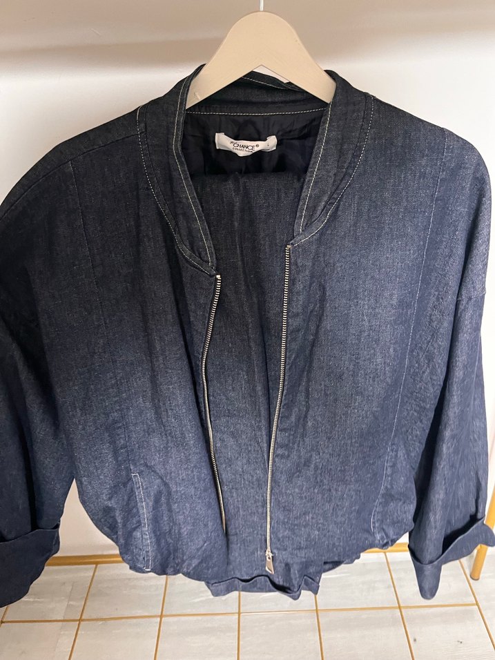 Kadın Lacivert Fermuarlı Kot Ceket, Pantolon Takım - Görsel 3