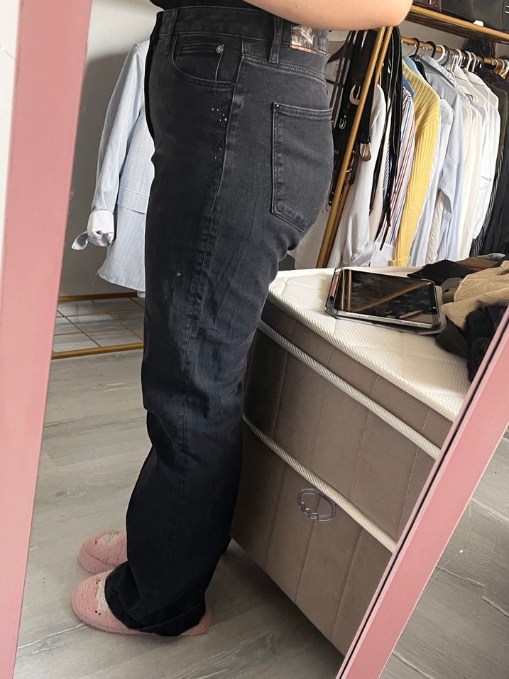 Gri Geniş Kesim  Kadın Jean - Görsel 2