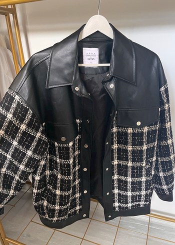 Düğmeli Siyah Ekose Kadın Ceket - Görsel 4