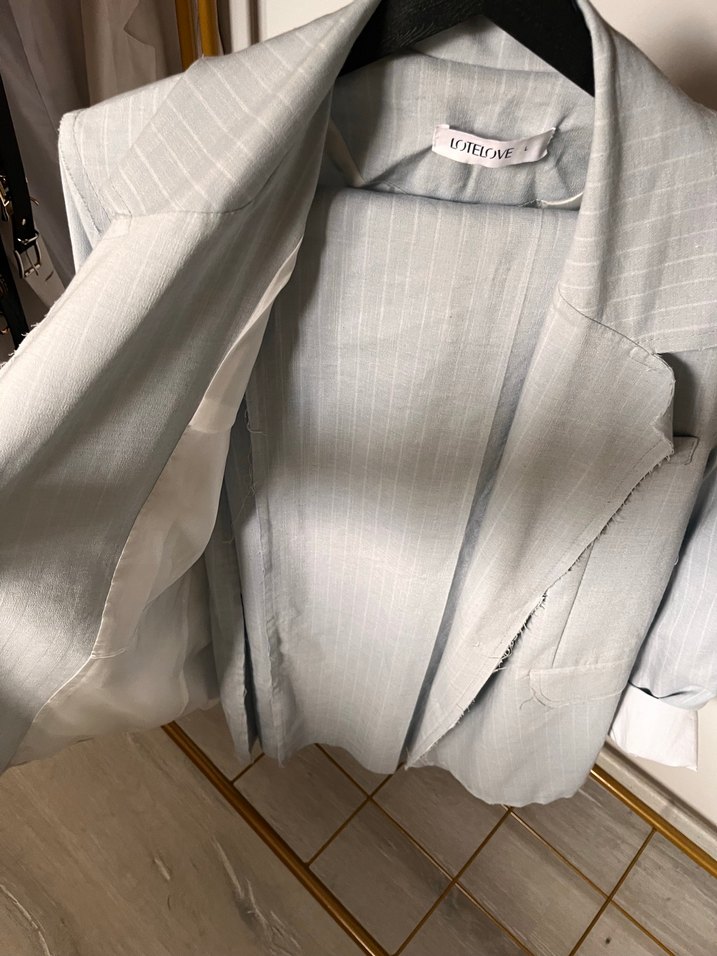 Beyaz Keten Kadın Blazer Ceket Pantolon Takım - Görsel 5