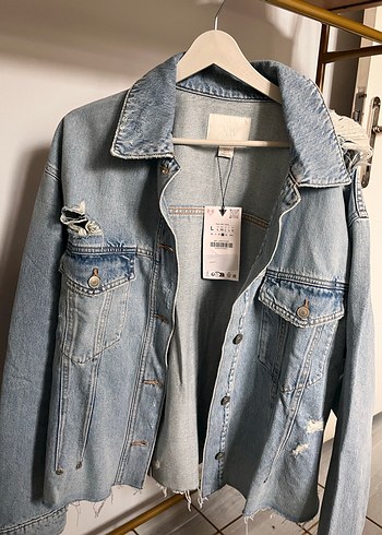Düğmeli Mavi Denim Ceket - Görsel 2