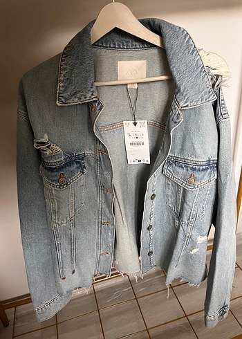 Düğmeli Mavi Denim Ceket - Görsel 5