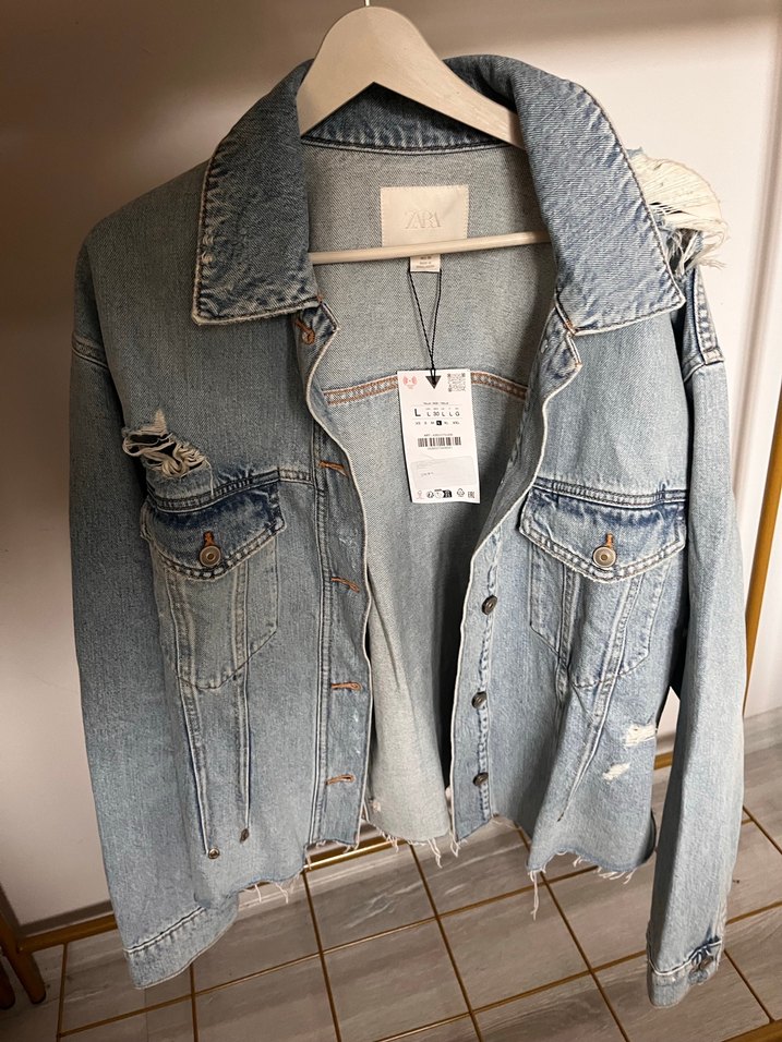 Düğmeli Mavi Denim Ceket - Görsel 5
