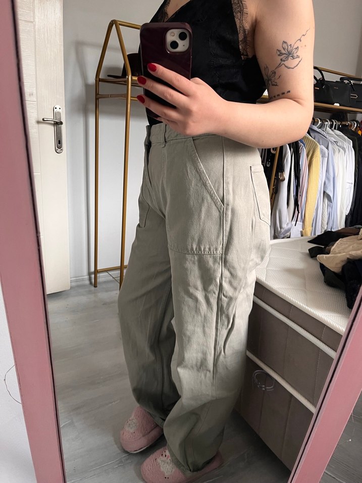 Mint Yeşili Midi Kadın Jean Pantolon - Görsel 3