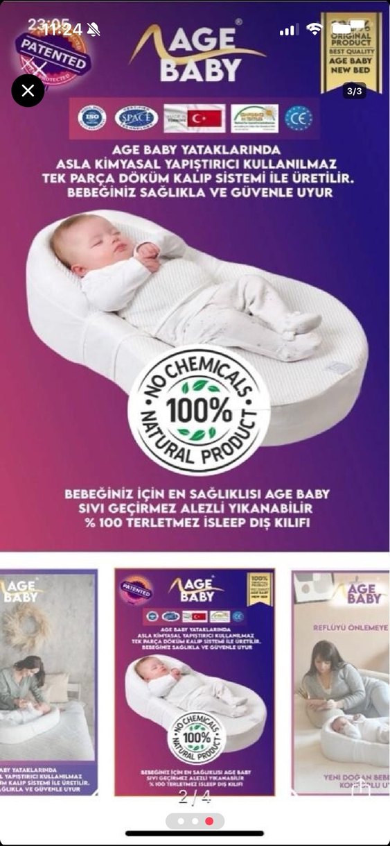 Bebek Reflü Yatağı Taşıma Çantalı Beyaz - Görsel 3