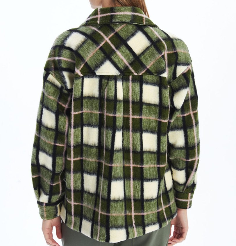 kadın peluş gömlek ceket - Görsel 2