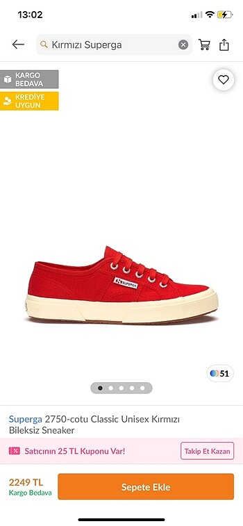 KIRMIZI SUPERGA (sıfır ürün)