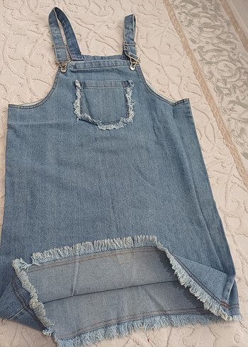 Kadın Bohem Denim Midi Salopet - Görsel 4