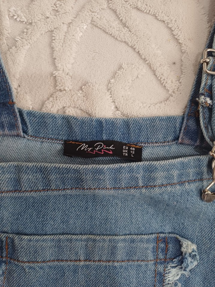 Kadın Bohem Denim Midi Salopet - Görsel 2