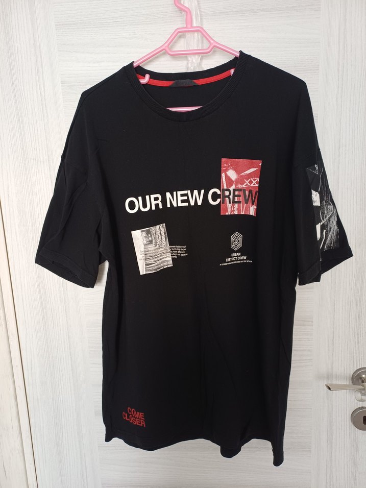 Siyah Baskılı Erkek Tişört Crew Neck - Görsel 2