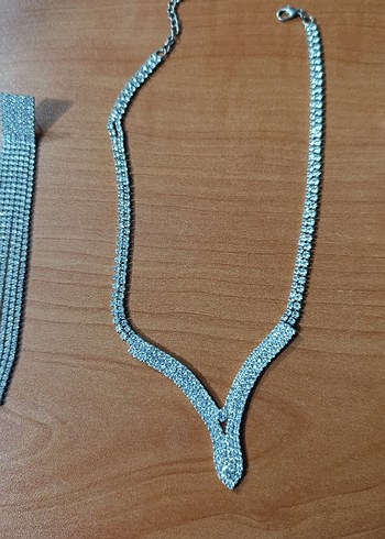 Payetli Kadın Takı Seti -  şeffaf taşlı - Görsel 3