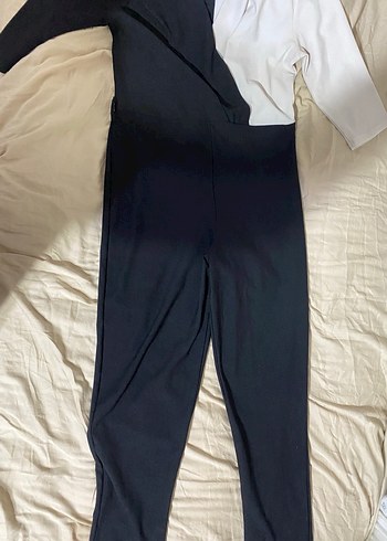 Siyah V Yaka Drapeli Kadın Tulum - Görsel 4