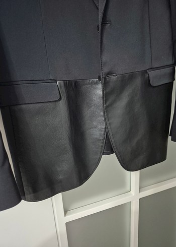 NetWork Deri Detaylı Tasarım Siyah Ceket - Görsel 4