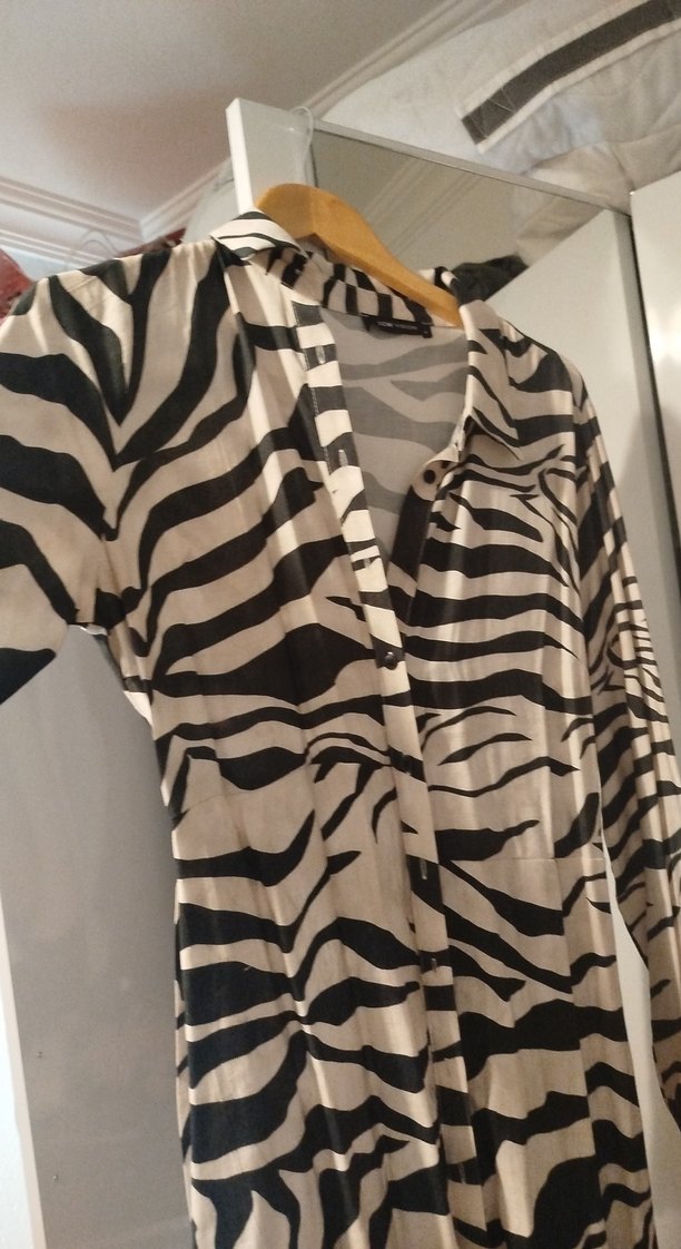 Zebra Desenli Uzun Kadın Elbise - Görsel 4