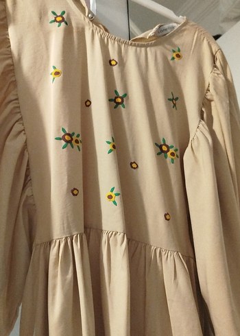 Bej Nakışlı Uzun Kollu Hamile Tuniği - Görsel 4