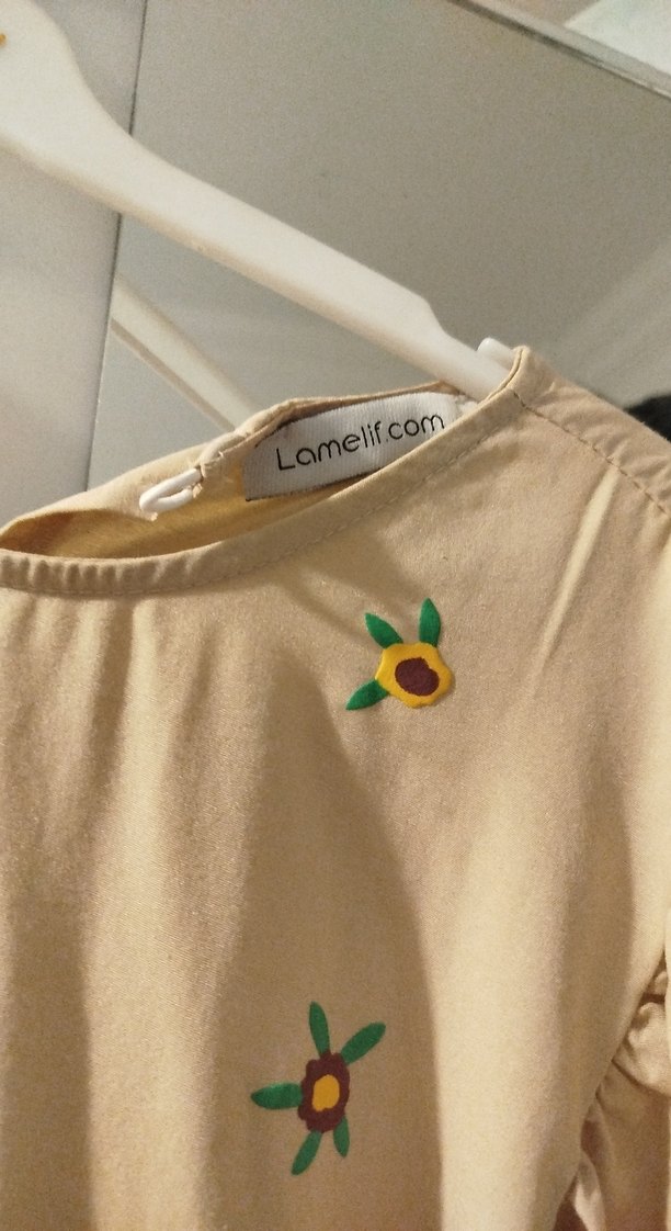 Bej Nakışlı Uzun Kollu Hamile Tuniği - Görsel 3