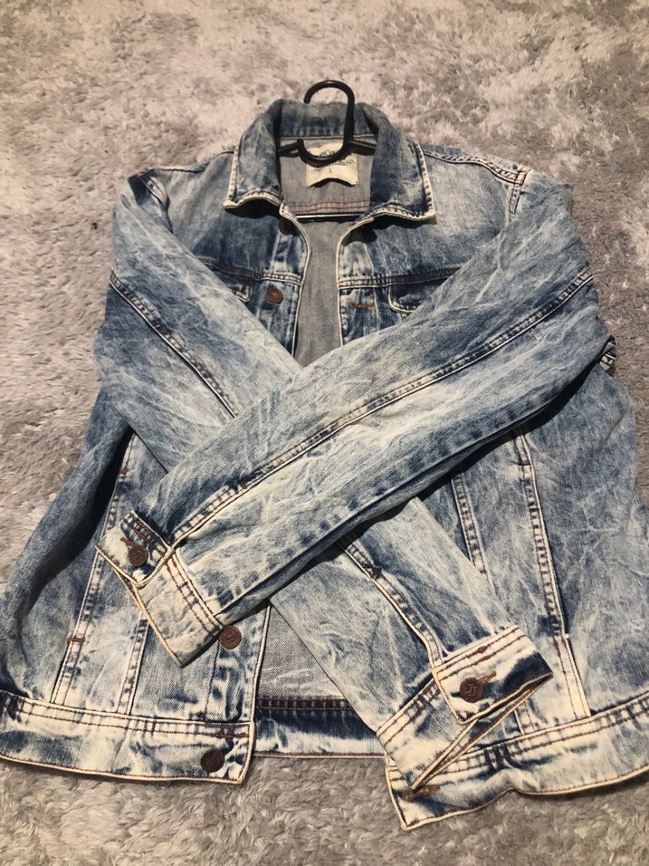 Gri Batik Desenli Düğmeli erkek Kot Ceket - Görsel 3