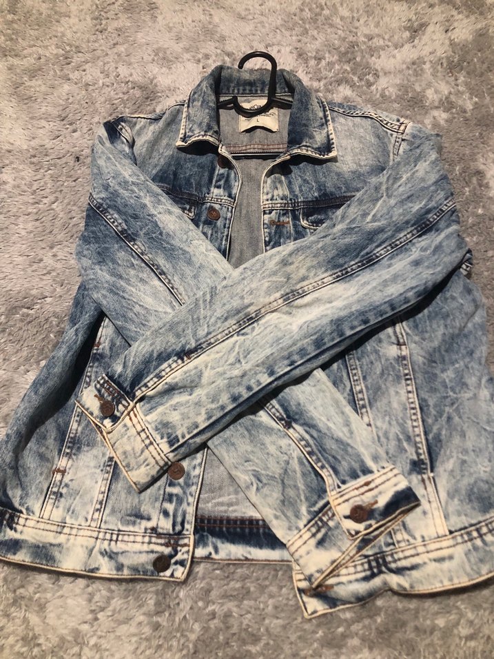 Gri Batik Desenli Düğmeli erkek Kot Ceket - Görsel 2