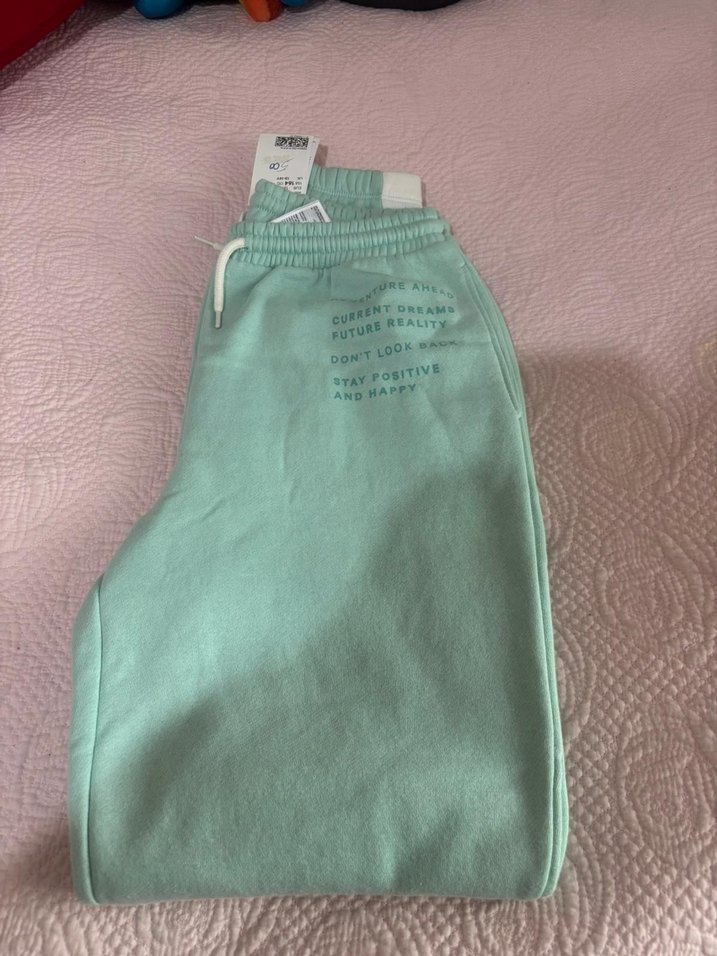 Yeşil Baskılı Bol Kesim Kadın Eşofman Altı - Görsel 2