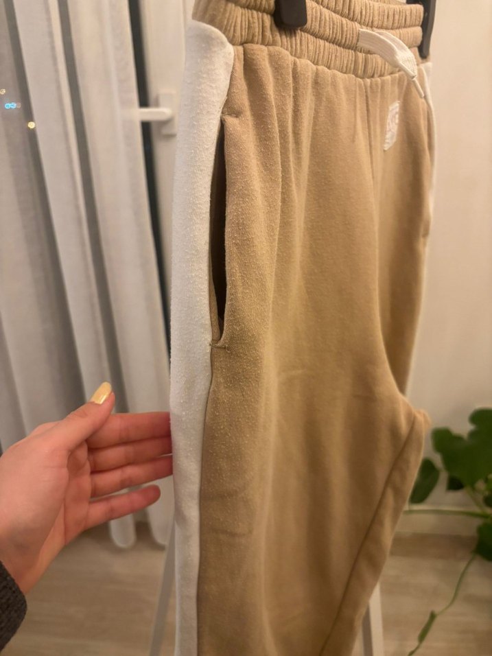 Bej Kadın Süet Jogger Pantolon - Görsel 3