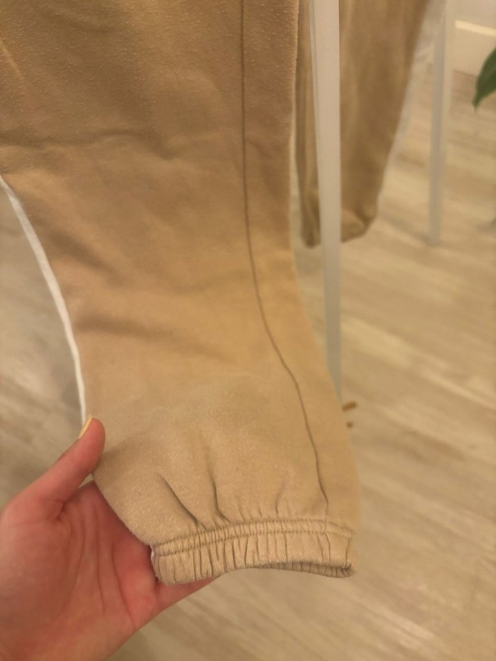 Bej Kadın Süet Jogger Pantolon - Görsel 4