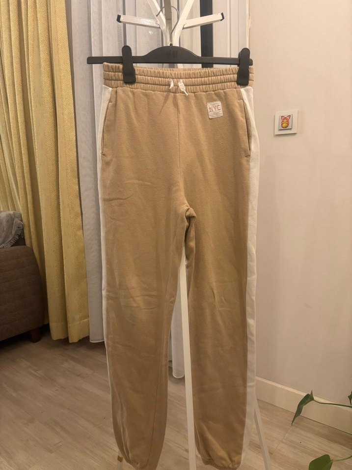 Bej Kadın Süet Jogger Pantolon - Görsel 5