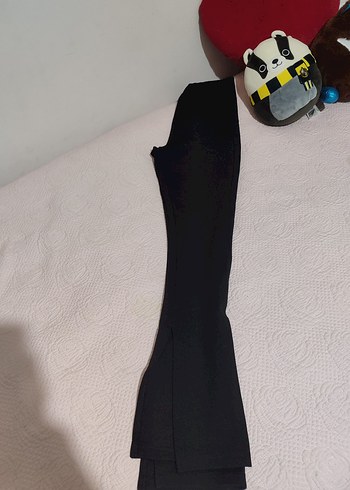 Siyah Kadın Yırtmaçlı İspanyol Paça tayt - Görsel 2