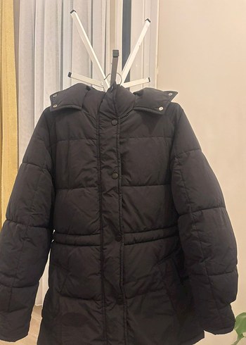 Siyah Kapüşonlu Kadın Kışlık Mont - Görsel 12