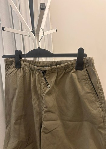 Kadın yeşil Keten Rahat Kesim Paraşüt Pantolon - Görsel 3