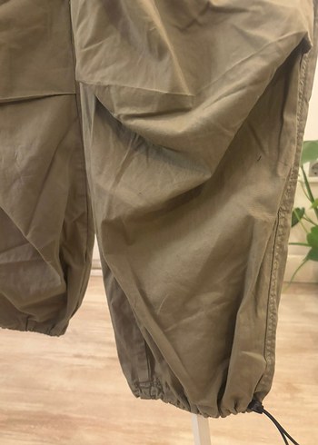 Kadın yeşil Keten Rahat Kesim Paraşüt Pantolon - Görsel 2