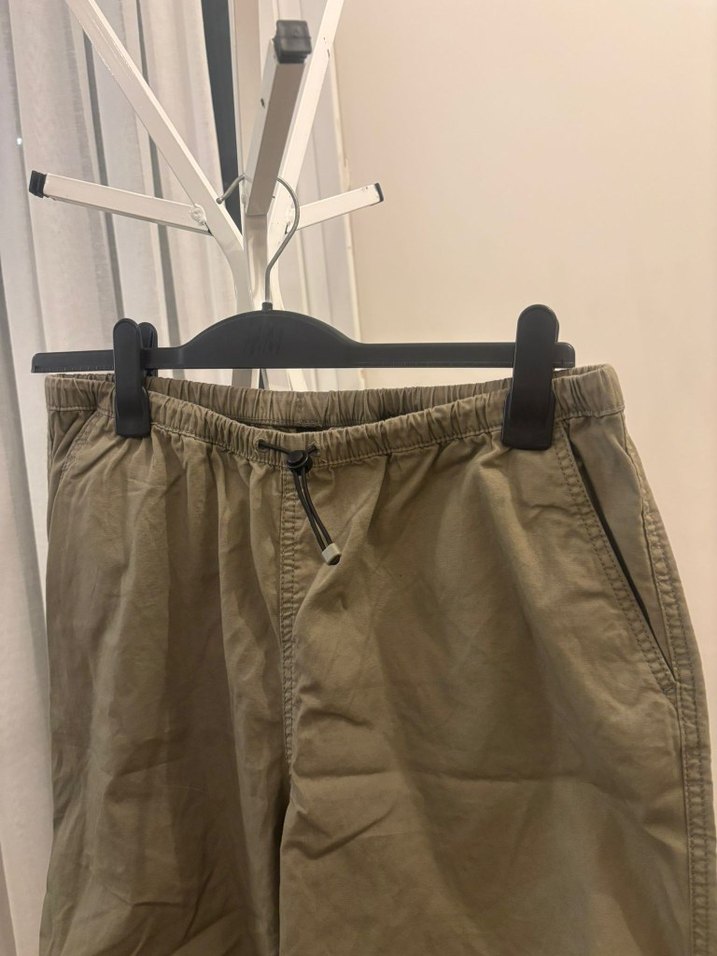 Kadın yeşil Keten Rahat Kesim Paraşüt Pantolon - Görsel 3