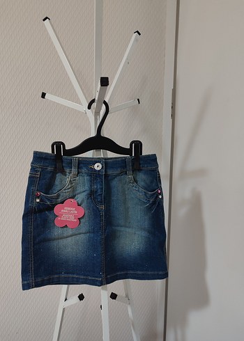 Kız Çocuk Koyu Denim Etek - Görsel 3