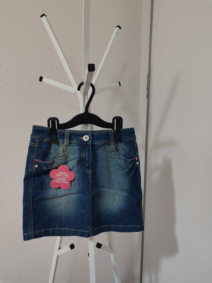 Kız Çocuk Koyu Denim Etek - Görsel 3